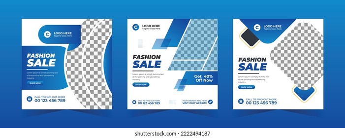 Modern dynamic fashion sale social media post and web banner bundle template