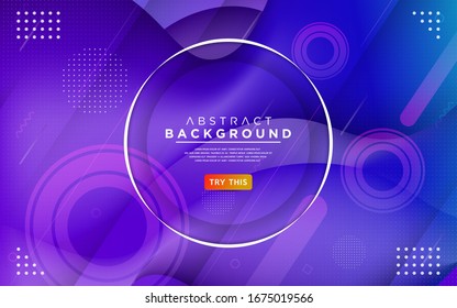 Modern dynamic gradient purple blue background with abstract shape composition.