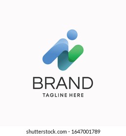 Modern dynamic initial letter I and N logo template