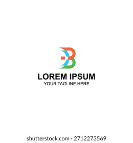 A modern dynamic letter B logo with orange, blue, and green colors, suitable for fast delivery and technology.