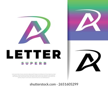 Uma letra moderna e dinâmica Um ícone com um swoosh elegante, perfeito para tecnologia, abstrato e consultoria de marca. Este design versátil oferece uma aparência limpa e profissional para a identidade corporativa.