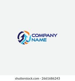 Modern, dynamic logo design with upward arrows on a textured background. This image showcases a 3D logo design featuring an abstract circular shape with stylized upward arrows and a company name.