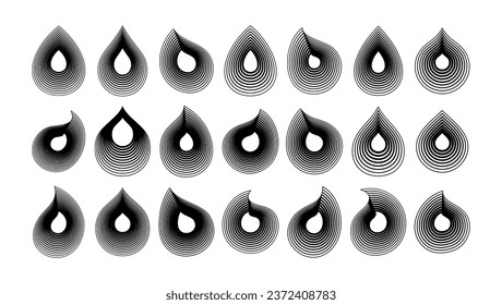 Modern dynamic motion line fluid water droplet icon logo design bundle