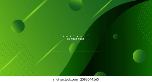 Modern Dynamic Simple Abstract Dark Background with Green Color Wavy Design And Circle Pattern. Eps10 Vector Template