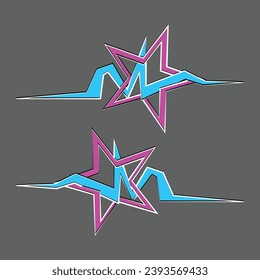 Decoración moderna, dinámica, rosa y azul marino. Las tumbonas se pueden utilizar para decorar los lados de las puertas de los coches deportivos.