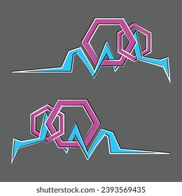 Moderne, dynamische Deko-Stile in Rosa und Blau. Dekore können verwendet werden, um die Seiten von Sportwagentüren zu schmücken.