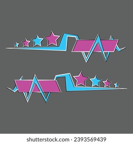 Modern, dynamic style pink and navy blue decals. Decals can be used to decorate the sides of sports car doors.