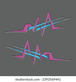 Modern, dynamic style pink and navy blue decals. Decals can be used to decorate the sides of sports car doors.