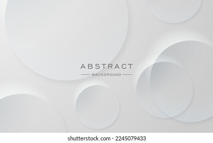 sombra moderna de forma de círculo gris blanco dinámico y fondo de dimensión luminosa. vector eps10