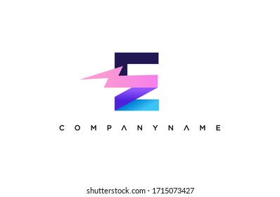Modern E Letter electricity company logo. creative emblem Lightning energy design. initial brand template.