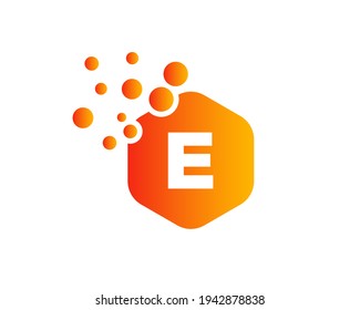 Modern E letter logo. Letter E Logo Design with Hexagon. E letter and bubble logo. Hexagon E letter logo