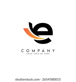 Logotipo moderno de la letra E con el diseño minimalista del Vector del símbolo de Swoosh.