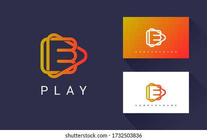 Modern E Letter Multimedia company logo. creative emblem Play design. initial brand template.