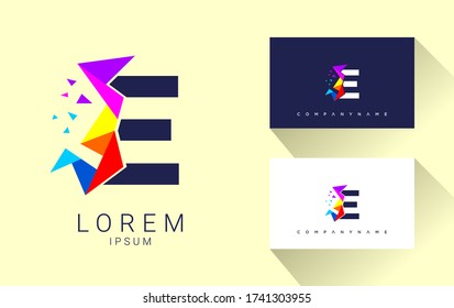 Modern E Letter Multimedia company logo. creative emblem Pixel design. initial brand template.