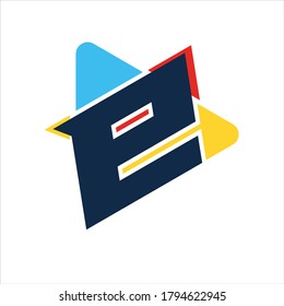 Logo de la empresa E Letter Multimedia moderna. el símbolo del diseño creativo Play.
