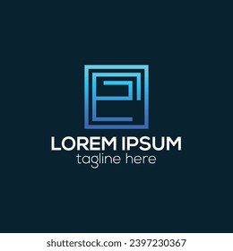 Modern E letter techonology logo design with gradient color vector template illustration