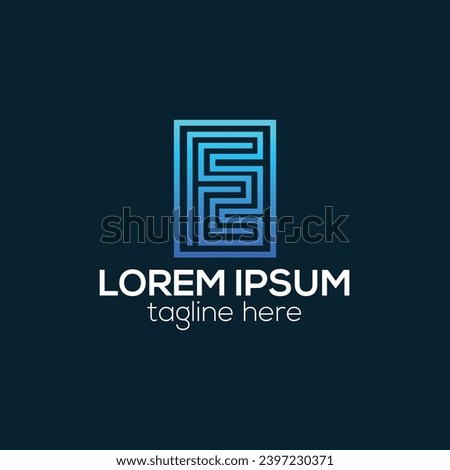 Modern E letter techonology logo design with gradient color vector template illustration