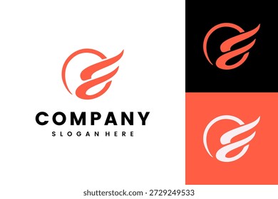 Design de logotipo moderno da letra E Wing Circle