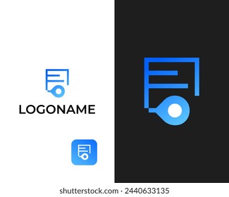Modern E pin and location logo design template