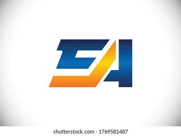 Modern EA Initial Logo Design in Blue and Orange for Business Identity Promotion