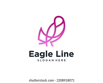 modern eagle bird line art style logo design
