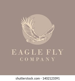 modern eagle fly with circle company logo design 