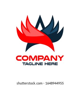 Modern eagle and letter A logo.Vector illustration.