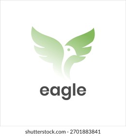 Diseño moderno del logotipo del águila con las alas azules y verdes del gradiente, que simbolizan la libertad, la fuerza, el liderazgo, el poder y la creatividad para la identidad de marca del negocio o de la tecnología