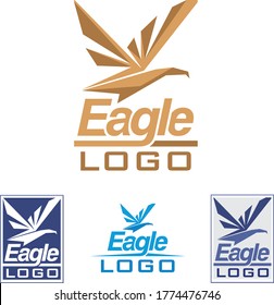 Modern eagle logo template in gold and blue color