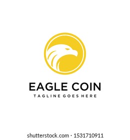 Modern Eagle Logo Vector icon template with coin shape sign.