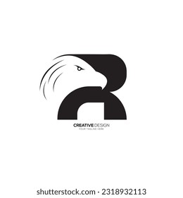 Modern eagle shape letter R with negative space creative monogram logo. R logo