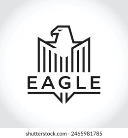 Modern eagle silhouette logo. Vector illustration template, Eagle wings emblem. Nature-inspired badge design, Eagle silhouette icon, Powerful eagle logo design. Nature-inspired icon