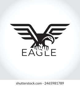 Modern eagle silhouette logo. Vector illustration template, Eagle wings emblem. Nature-inspired badge design, Eagle silhouette icon, Powerful eagle logo design. Nature-inspired icon