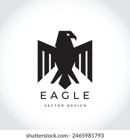 Modern eagle silhouette logo. Vector illustration template, Eagle wings emblem. Nature-inspired badge design, Eagle silhouette icon, Powerful eagle logo design. Nature-inspired icon