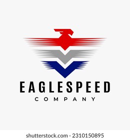 Modern eagle speed logo design template. Hawk stripe line abstract mascot logo.