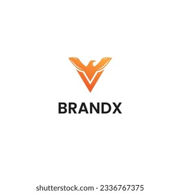 Diseño del logotipo de la carta Eagle V moderna 