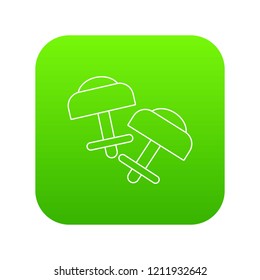 Modern earrings icon green vector isolated on white background