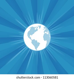 Modern earth globe burst vector background
