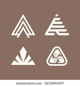 Modern Earth Tone Triangle Logo Set – Naturaleza Abstractas e iconos comunitarios Colección
