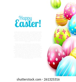 Modern Easter background with colorful eggs and place for your text