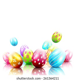 Modern Easter background with colorful eggs and place for your text