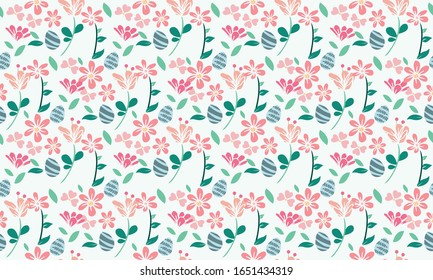 Modern Easter egg pattern background, with leaf and flower design.