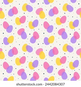 Modern Easter pattern with colourful eggs. Design for a card, poster and wrapping paper. Vector illustration