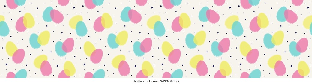 Modern Easter pattern. Seamless background with colourful eggs. Banner. Panoramic header. Vector illustration 