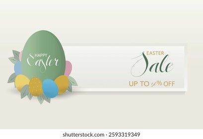 Modern Easter Promo Banner Holiday Decoration and Text Space