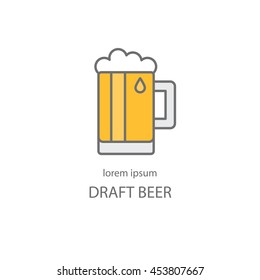 Modern easy to edit line style logo template with traditional beer mug. Vector design series.