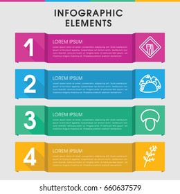 Modern eating infographic template. infographic design with eating icons includes mushroom, deel, taco. can be used for presentation, diagram, annual report, web design.