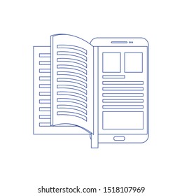 Modern ebooks concept. E-books, internet courses and graduation process. Concept of line icon