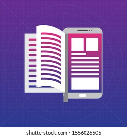 Modern ebooks concept. E-books, internet courses and graduation process.
