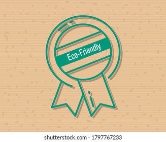 Modern eco friendly label over recycled paper texture background